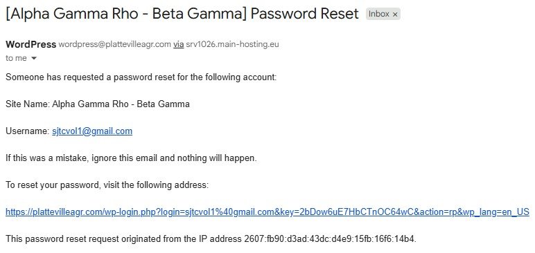 Password Reset Email